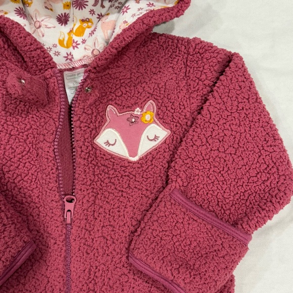 ❤️4 for $20❤️ Baby Gear Pink Fleece Onesie Size 6-9 Months - Picture 3 of 11